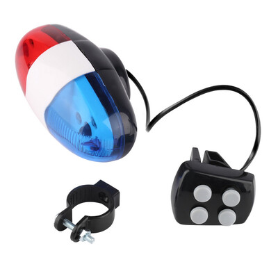 

Bike Bicycle Cycling 4 Sounds 6 LED Police Car Siren Electric Light Horn Bell