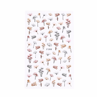 

1 Sheet 3D Nail Sticker Decal Water Transfer Mixed Ink Flower Adhesive DIY Charm Manicure Decorations