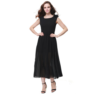 

Buenos Ninos Womens Crew Neck Loose Chiffon Long Maxi Dress