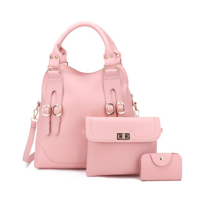 

5 Colors Pink Handbag PU Shoulder Bags Women 3 sets Handbags Large Capacity Travel Striped Waterproof Beach Girl Crossbody Bag