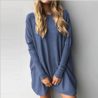 

New Fashion Autumn&Winter Women Casual Solid Color Round Neck Long Sleeve Fluffy T-shirt Sweater Szie -3XL