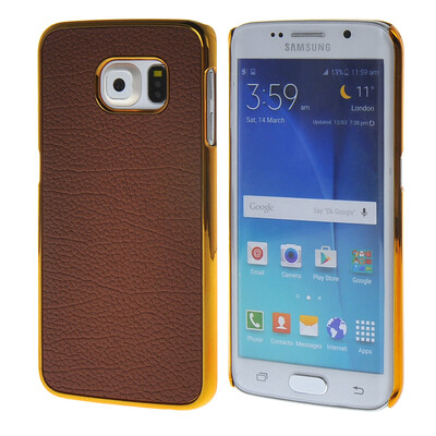 

MOONCASE Litchi Skin золото Chrome Hard Back чехол для Cover Samsung Galaxy S6 Edge браун