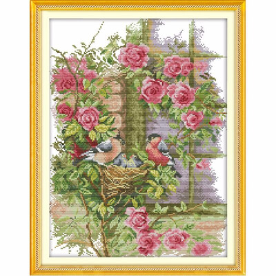 

DIY Handmade Cross Stitch Embroidery Kit Set Birds Family Home Decor 3747cm