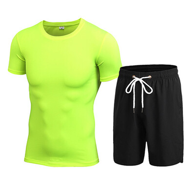 

Running Quick Dry Gym Sportswear T-Shirt Shorts Tracksuit Sets Men Sports Suit