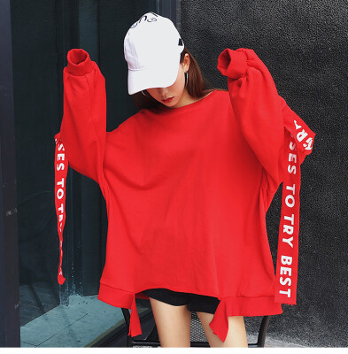 

Women Harajuku Loose Long Sleeves T-shirt Strap Letter Print Tshirt Sweatshirt And Pullover Oversized Bts Kpop Clothes Tops