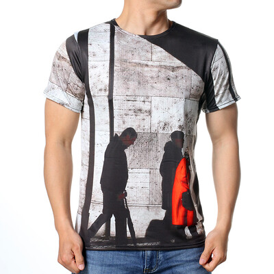 

Mens Short Sleeve Round Neck Pullover Floral Printing T-Shirt