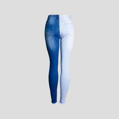 

Tissbely Women Skinny Jeans Two colors Patchwork with Hole&Ripped new Fashion Cowboy Mid Waist Style Pencil Pants