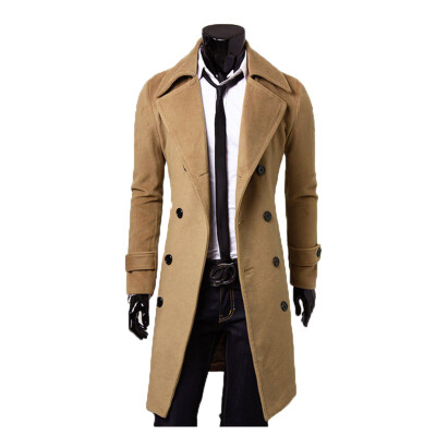 

Men's Slim Stylish Trench Coat Winter Long Jacket new Double Breasted Overcoat