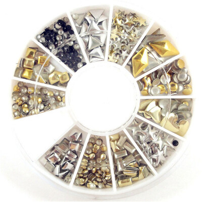 

Rivet Nail Art Punk Rivet Design Nails Beauty Sticker Tip Decal Manicure Metallic Gold Studs Nail Tips Jewelry Decoration DIY
