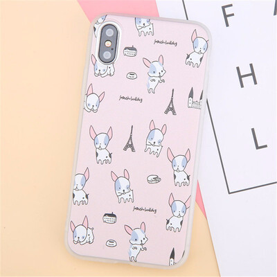 

Cute Cartoon Rabbit Case For iPhone 6 6S 7 8 X Plus 3D Relief Flower Soft TPU Phone Cases