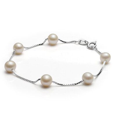 

Jingrun Pearl meets 7-8mm freshwater pearl bracelet 18cm white 5 beads