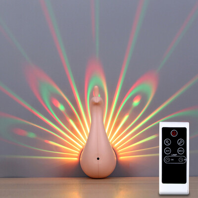 

TOMNEW Remote Control Wall Lamp Projector Night Light Peacock Shape Led Sleep Soother Aurora Projection for Baby Nursery Kids Room