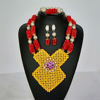 

2 Rows Light Green Bridal Crystal Beaded Statement Necklace Jewelry African Wedding Beads Nigerian Jewelry Set For Women Party