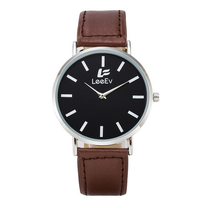 

LeeEv Fashion Leather Band Stainless Steel Case Casual Watch for Men