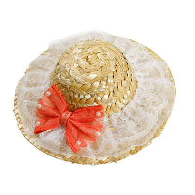 

LesKeep Summer Dog Cat Straw Hawaiian hats Funny Pet Products sun Caps outdoor for small dogs cats
