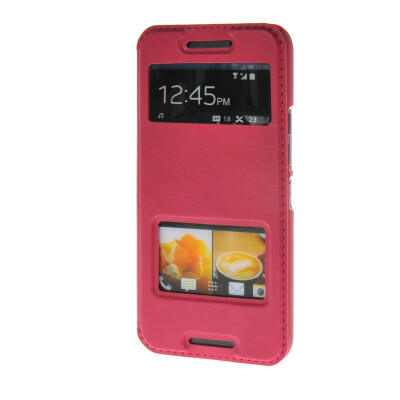 

MOONCASE Slim Hard board Leather Side Flip Wallet Stand Pouch Case Cover for HTC One M9 Hot pink