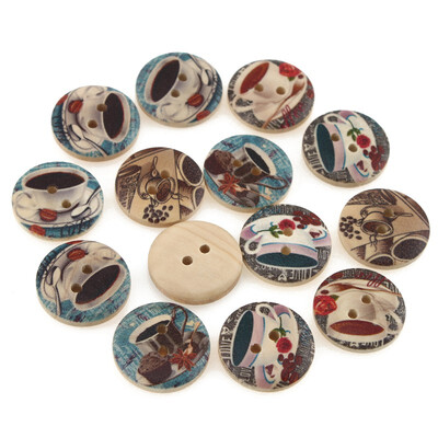 

mymei 1 мешок 100pcs смешанной схеме деревянные кнопки для шитья и альбом 20мм