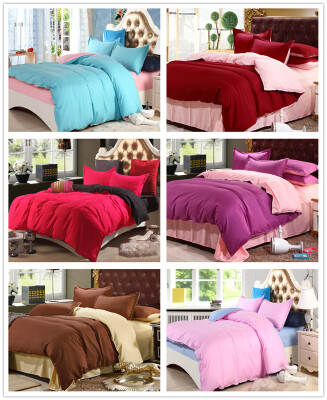 

Solid Color Classic 4Pcs Bedding Set Soft Comfortable Pillowcases Bed Linen Bedspread