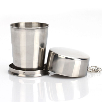 

mymei Stainless Steel Portable Folding Travel Cup Mugs Keychain Telescopic Retractable