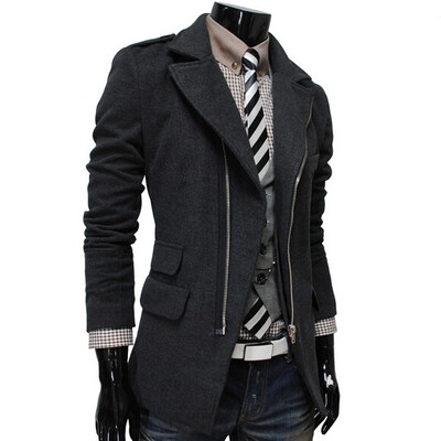 

Zogaa New Mens Woolen Overcoat Lapel