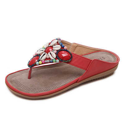 

2018 strong zinc shoes industry new national cool tuo Bohemian beaded large size sandals beach shoeswool