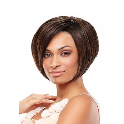 

QianBaiHui Short Bob Straight Wigs for Women-Dark Brown Synthetic Wigs Natural Looking Fashion Wigs