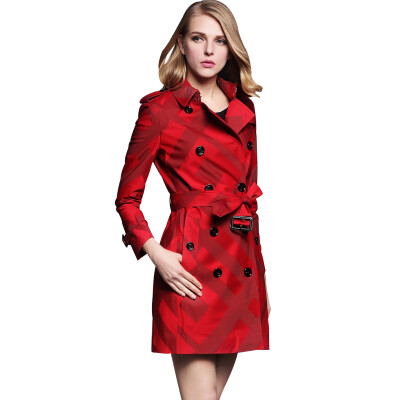 

BURDULLY Female Plaid Trench Coats For Women New Fashion Belted Trench Coat Para As Mulheres 2017 Autumn Winter Abrigos De Mujer
