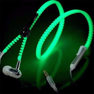 

Colorful Luminescent Metal Zipper Headset With Microphone In-Ear Headset 35mm For Mobile Phone MP3 MP4 Music Players