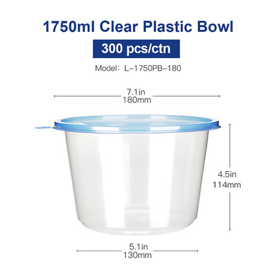 

OTOR Salad Bowl with Lid Take Away Plastic Food Container Clear Bowl Box for Fast Food Bento Microwaveable 180mm 300pcs