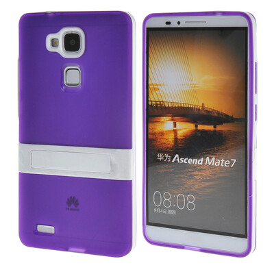 

MOONCASE Желе Цвет силиконовый гель ТПУ Тонкий с подставкой обложка чехол для Huawei Ascend Mate 7 Фиолетовый