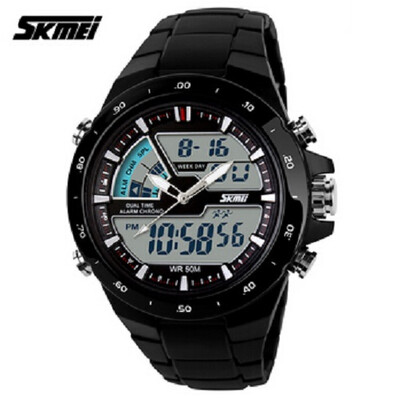 

SKMEI 1016 Young Men Sports Military Watch 2 Time Zone Digital Quartz LED Watch