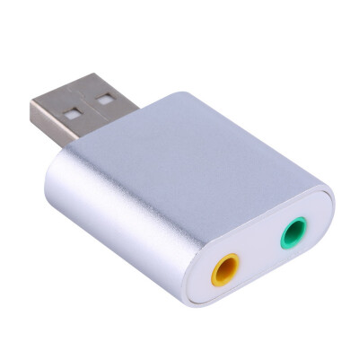 

USB Aluminum Alloy Slim Virtual 7.1 Channel Audio Sound Card Adapter Silver Silver