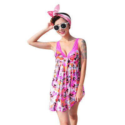 

Qiaohai (QIHAI) 6158-1 new swimsuit women's body skirt-type flat angle was thin cover belly steel towers gathered small chest Korean swimsuit