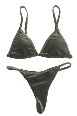 

New Sexy Women Bikinis Set Velvet Wommen Swimsuits Halter Bathing Suits Thong Beach Low Waisted Female Swimwear