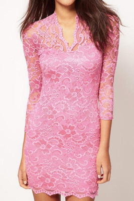 

Womens Lace Dress Scalloped Neck 34 Sleeve Cocktail Dress Homecoming Dress