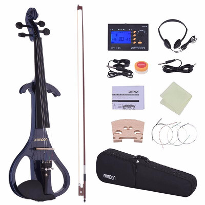 

44 Violin Ammoon Full Size 44 Solid Wood Electric Silent Violin Fiddle Style-4 Ebony Fingerboard Pegs Chin Rest Tailpiece A8S7C2