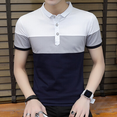 

DaMaiZhang Brand Stripe Slim Polo Fashion Casual Business Shirt Summer Tshirt High Elastic Quality Top Tee for Men