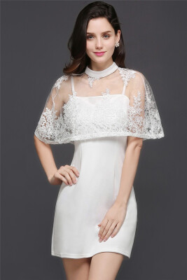 

Column High-Neck Knee-Length White Prom Dress