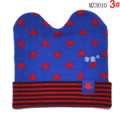 

Buebos Ninos 2015 New Autumn Winter Warm Baby Beanie Cap Soft Crochet Knit Double Horn Diamond Pentagramme Patten Hat for Infant Newborn Children Toddler Christmas Gift