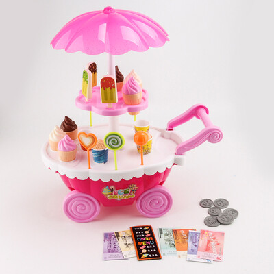 

BOOM LIGHT Play House Children Toy Ice Cream Candy Cart Barbecue Fast Food Car Puzzle Early Education With Light Music 55PCS