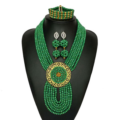 

Unique Yellow Layered Crystal Beads Necklace Dubai Flower Jewelry African Wedding Beads For Women Nigerian Bridal Jewelry Set