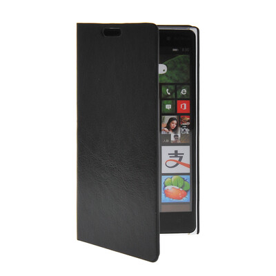 

MOONCASE Slim Leather Side Flip Wallet Card Slot Pouch Stand Shell Back Case Cover for Nokia Lumia 830 Black