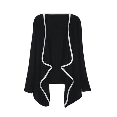 

New Fashion Women Asymmetric Outerwear Contrast Coat Long Sleeve Cape Cardigan Tops