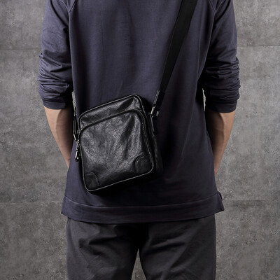 

Pabin Pabin shoulder bag mens mini bag fashion casual top layer calf leather diagonal bag trend mens bag Korean mens bag