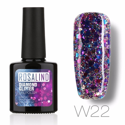 

ROSALIND Gel 1S PBlack Bottle 10ML Diamond Glitter W01-29 Gel Nail Polish Semi Permanent Nail Art UV&LED Soak-Off gel lacquer