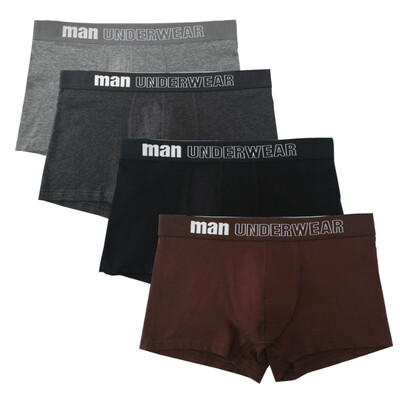 

4Pcs Lot Men Underwear Boxers Cotton Print Black White Gray Men Boxer Underwear Sexy Comfort Men Shorts Panties