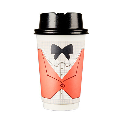 

OTOR 382ml Paper Cups for Milk Tea Coffee Thickened Double Wall Heat-Insulated Cup with Cover Party Anniversary Cup 100pcs