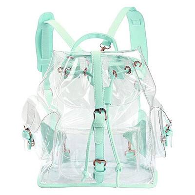

New Fashion Clear Backpack Cute Knapsack Satchel Chic Candy Color Drawstring PVC Transparent School Bag Travel Bag