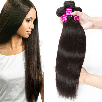 

Glary 8A Brazilian Human Hair 3 Bundles Silky Straight Weaves 100 Unprocessed Virgin Human Hair Natural Black Color