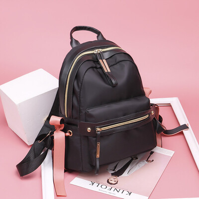 

Han Siwei HANSITI backpack female Korean version of the tide ladies casual wild bag nylon Oxford cloth bag simple travel backpack female NLBB010 black